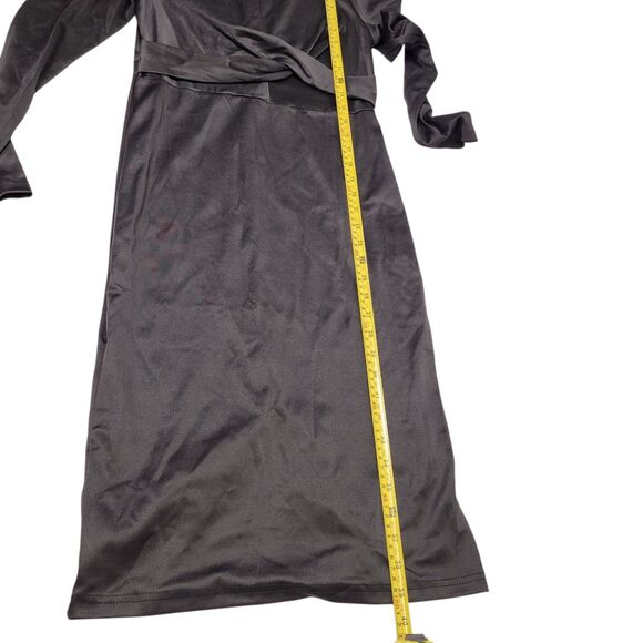 Women's Elegant Office Long Sleeve Midi Solid Black Dress Size Medium - Picture 10 of 10